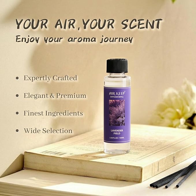 Airkeep Reed Diffuser Oil Refill/Lavender Field/3.38 oz / 1 Pack/Air Freshener & Aromatherapy Essential Oil Blend for Home Fragrance ?€? Scented Refill Oil for Bathroom, Bedroom & Home Decor