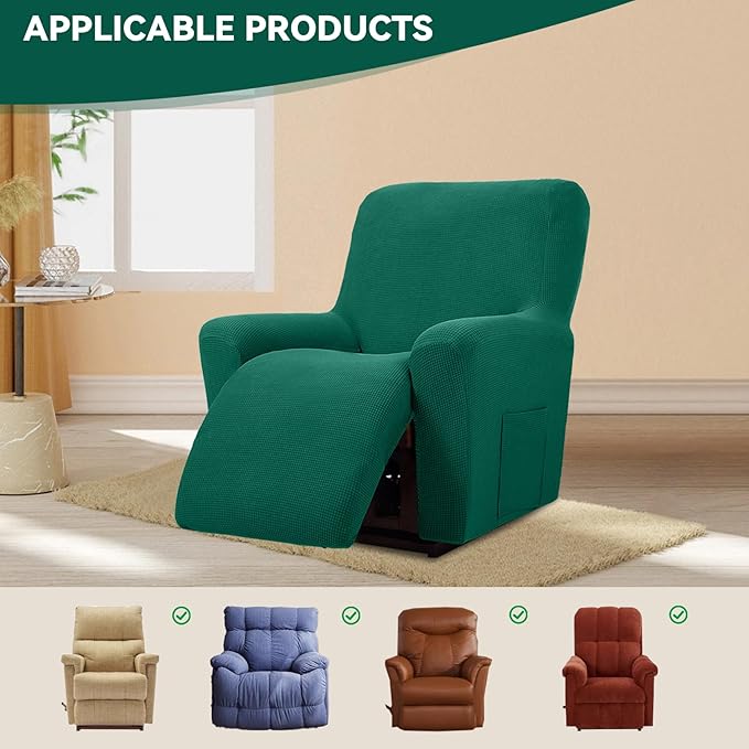 Cupuamon Recliner Chair Covers,Lazy Boy Recliner Covers Stretch Reclining Covers 1 Piece Furniture Protector with Elastic Bottom for Dog,Kids-Hunter