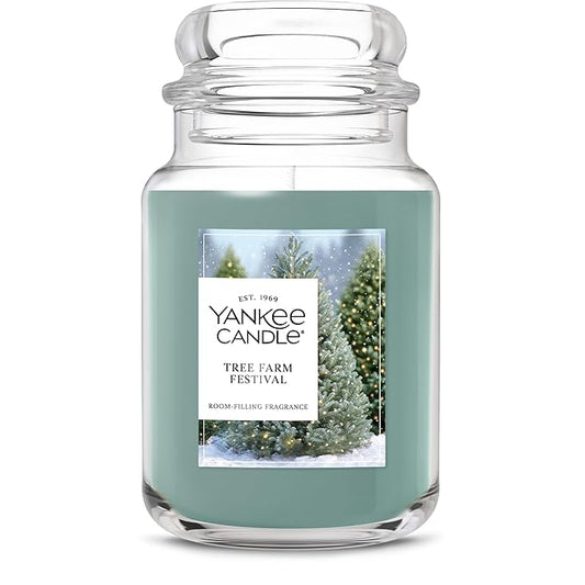 Yankee Candle Tree Farm Festival, Christmas Scented Candle, 22oz Large Jar with up to 150 Hour Burn Time, Giftable