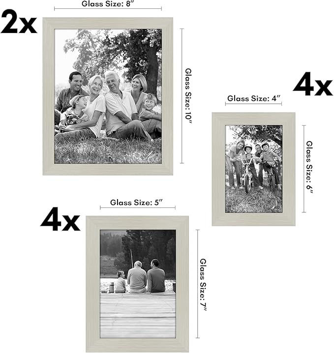 Americanflat Set of 10 Picture Frames with Shatter-Resistant Glass - Gallery Wall Frame Set with Two 8x10, Four 5x7 and Four 4x6 Frames - Signature Collection - Light Wood