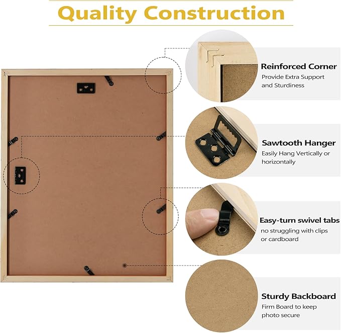 Golden State Art, 11x14 Distressed Brown Wood Frame with White Mat - Displays Five 4x6 Photos - Real Glass, Sawtooth Hangers, Swivel Tabs - Wall Mounting, Landscape, Portrait