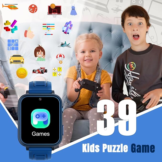 Tixpc Smart Watch for Kids with 39 Puzzle Games HD Touch Screen Camera Music Player Pedometer Alarm Clock Calculator Flashlight 12/24 hr Gifts for 4-12 Year Old Boys Toys for Kids - Image 5