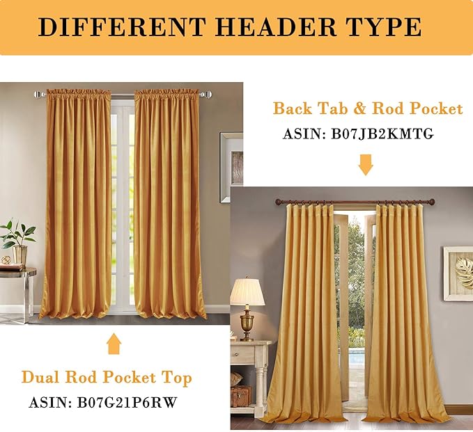 StangH Nursery Velvet Curtains 108 inches - Extra Long Room Darkening Large Window Drapes Soft Smooth Sound Lower Privacy Panels for Kids Bedroom/Palyroom, Warm Gold, 52 x 108 inches, 1 Pair