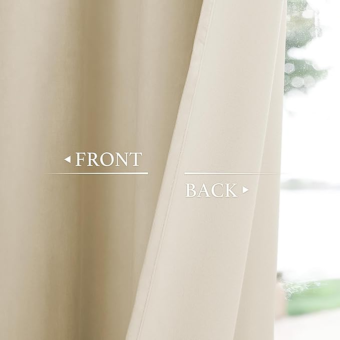 StangH Beige Velvet Curtains 84 inches Long 2 Panels for Nursery, Luxury Light Dimming Curtains & Drapes Thermal Insulated Farmhouse Home Decor for Dining Room/Patio, W42 x L84