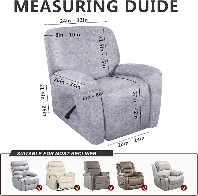 ANARACHON Recliner Chair Covers Leather Like, 4 Pieces Recliner Cover for Recliner Chair, Soft Sofa Slipcover Furniture Protector Washable Sofa Cover for Pets Kids (Marbling)