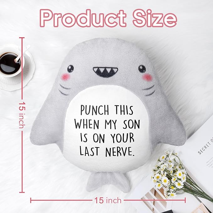 Funny Daughter in Law Gifts - Novelty Cute Shark Pillow- Mothers Day/Wedding/Bridal Shower/Birthday Gifts for Daughter in Law, Future DIL, Sons Girlfriend, 15”×15”