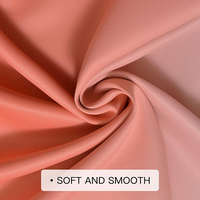COSVIYA Grommet Ombre Room Darkening Curtains 84 inch Length 2 Panels, Coral and Off White Gradient Drapes Light Blocking Insulated Thermal Window Curtains for Bedroom/Living Room,52x84 inches