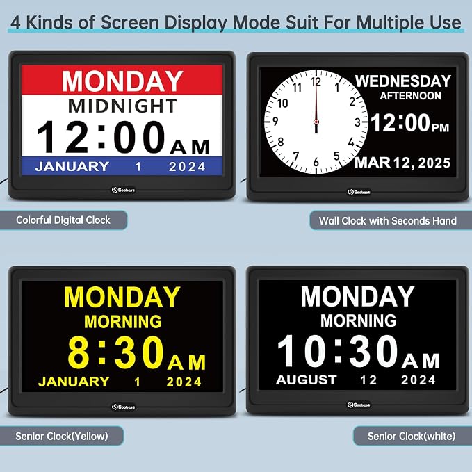 Soobest 12” Dementia Clocks for Seniors Extra Large, Digital Date Day Clock - Image 5