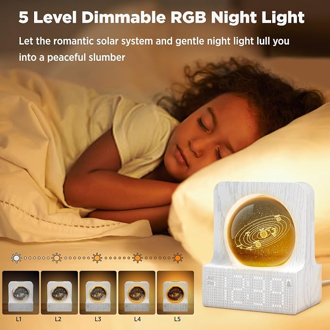 DreamSky Space Alarm Clock for Kids Teens with RGB Night Light for Bedroom - Image 4