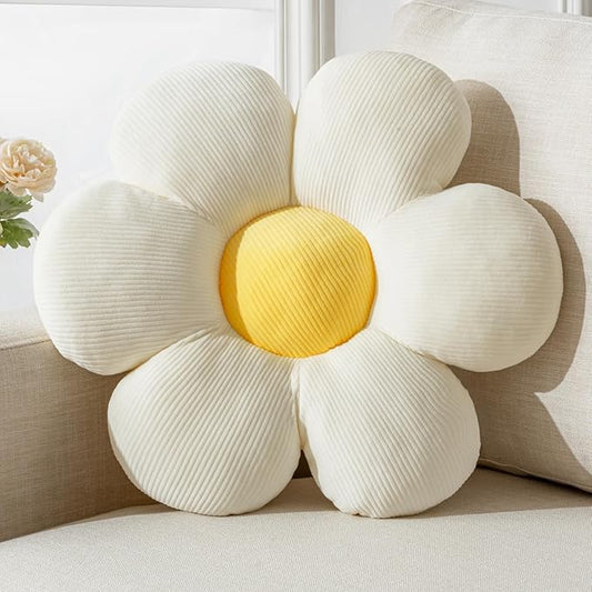 Flower Pillow, Cute Daisy Decorative Throw Pillow Cushion 15.75" White Home Decorative Pillows for Bed, Sofa, Couch