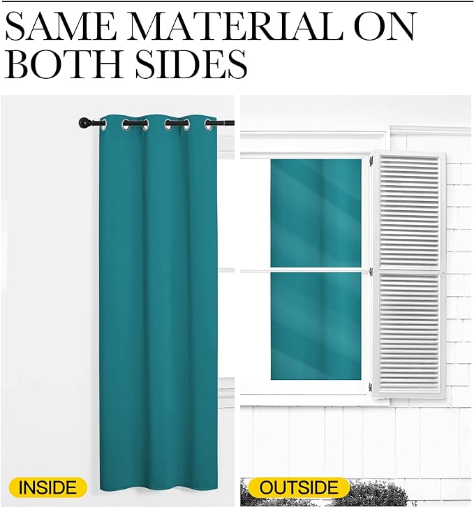NICETOWN Room Darkening Curtains 108 inch Length 2 Panels, Peacock Teal, 2 Pieces, W55, Thermal Insulated Grommet Blackout Curtains for Modern Casual Elegant Bedroom Kids Room Theme Decoration