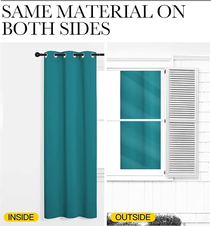 NICETOWN Room Darkening Curtains 50 inch Length 2 Panels, Thermal Insulated Grommet Blackout Curtains for Modern Casual Elegant Bedroom Kids Room Theme Decoration (Peacock Teal, 2 Pieces, W42)