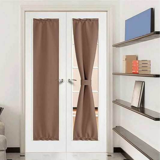 NICETOWN Side Door Curtain for Window - Room Darkening Privacy Thermal Insualted Window Covering for Patio Glass Front Door Including Adjustable Tieback, 12W x 72L, Cappuccino, 1 Piece