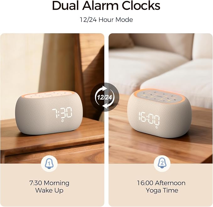 ANJANK Alarm Clock Radio with Dual Alarm for Bedroom, 7-Color Night Light,0-100% Dimmer, 8 Sounds + Gentle Light Wake UP,16-Level Volume,Bedside Digital FM Radio with Sleep Timer, Clock for Kids Teens - Image 4