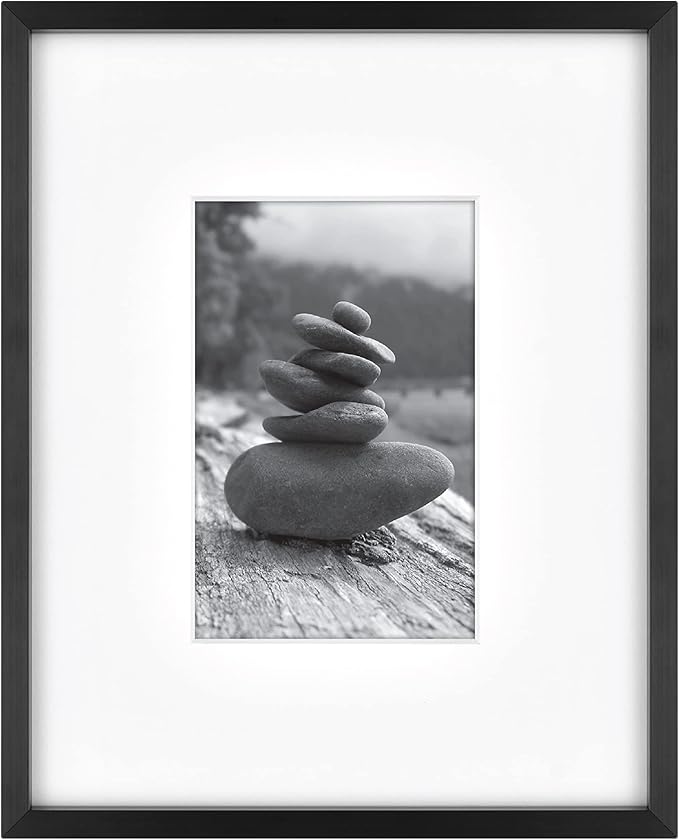 MCS Master & Co. Foundry Metal 8x10 Matted Picture Frame with 4x6 Photo Display, Black Vertical & Horizontal Wall Hanging Frame for Photos & Artwork (1-Pack)