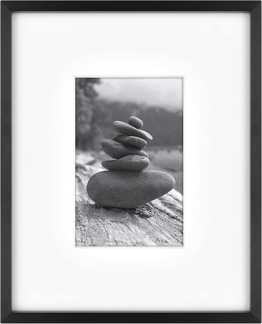 MCS Master & Co. Foundry Metal 8x10 Matted Picture Frame with 4x6 Photo Display, Black Vertical & Horizontal Wall Hanging Frame for Photos & Artwork (1-Pack)