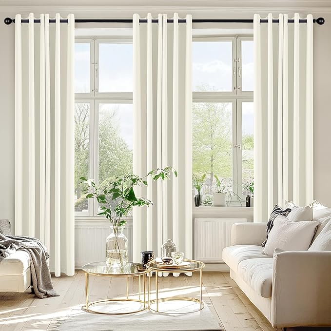 MIULEE Cream Blackout Curtains for Bedroom Living Room 84 Inches Long 2 Panels, Thermal Insulated Room Darkening Drapes Grommet Noise Reducing Light Blocking Window Treatments 40x84 Inch