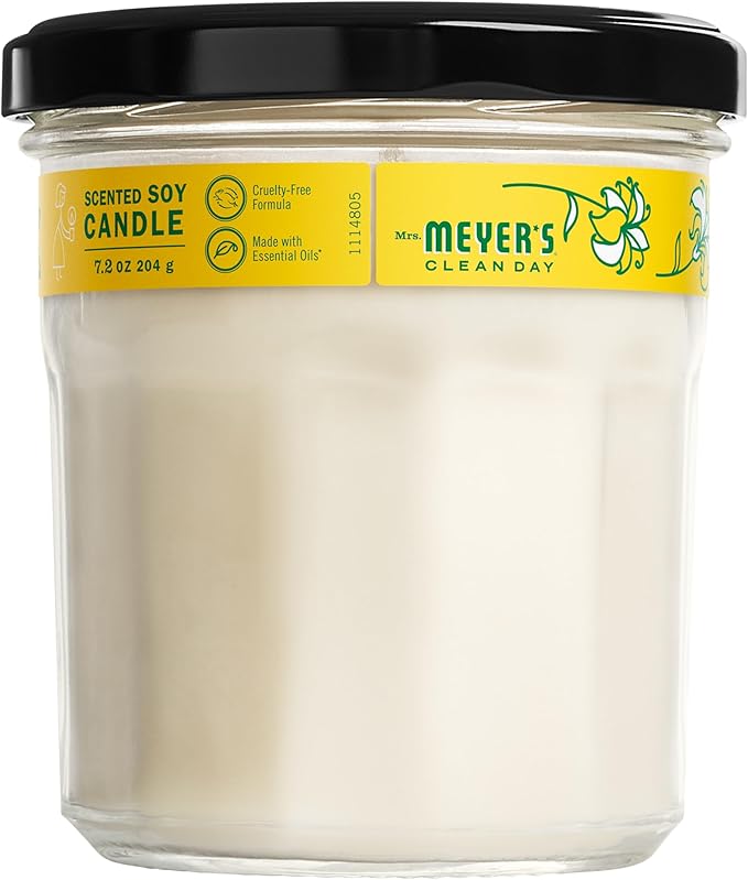 MRS. MEYER'S CLEAN DAY Soy Aromatherapy Candle,35 Hour Burn Time,Made with Soy Wax and Essential Oils,Honeysuckle,7.2 Oz,(Pack of 6)
