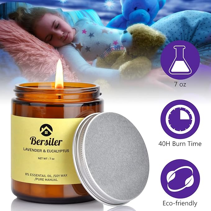 Aromatherapy Candles, Scented Candles, 7OZ Lavender Eucalyptus Candles Stress Relief and Relax for Home & Bedroom Gift for Women Birthday Christmas, Soy Wax Candle