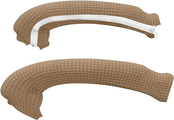FORCHEER Office Chair Armrest Cover with Zipper 15inch Stretchable Water Resistant Computer Office Chair Arm Rest Slipcover for Desk Chairs Arm 2Pack-Light Brown