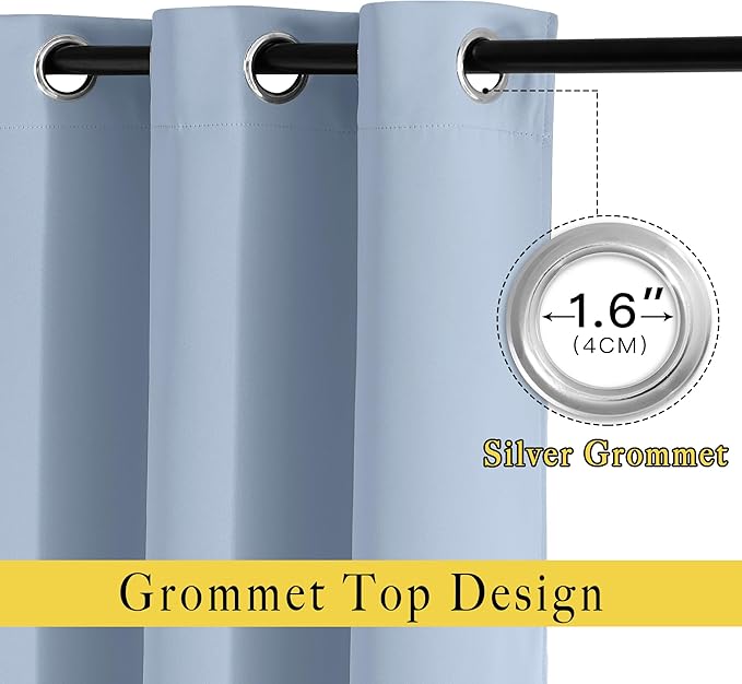 NICETOWN Room Darkening Grommet Panels - (52 inches Width, Vintage Blue, 1 Pair) Extra Long Curtains 120 inches Long, Privacy Draperies for Large Window