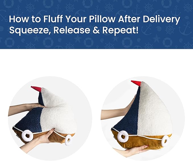 AELS Sailboat & Lifebuoy Nautical Throw Pillows Set of 2, Coastal Decor for Beach Enthusiasts Beach House, Ideal for Sofa Couch Living Room Bedroom and Nursery, Navy Blue and White
