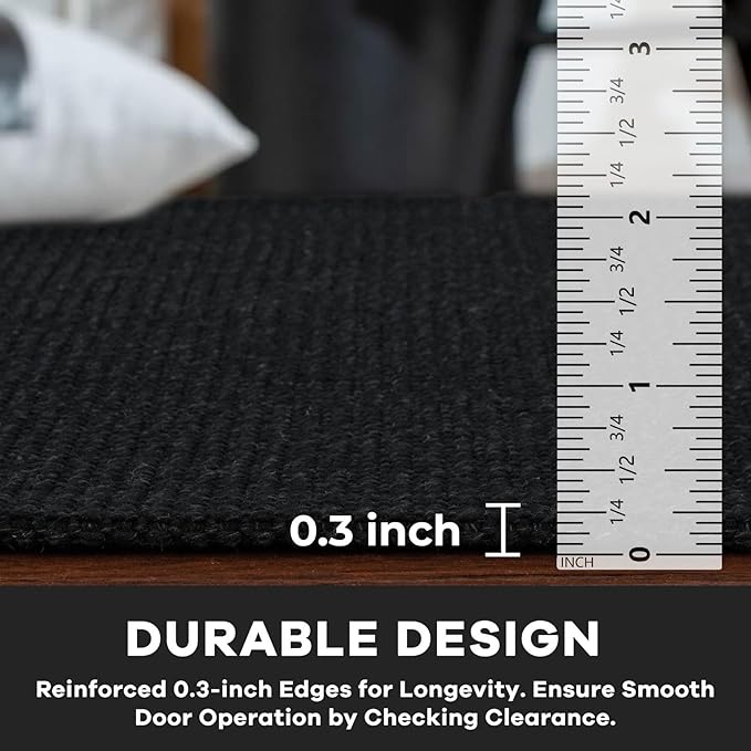 KOZYFLY Washable Area Rug for Living Room 6x9 Ft Non Slip Rubber Backed Bedroom Rug Braided Cotton Dining Room Rug, Large Floor Carpet for Living Room Dining Room, Black