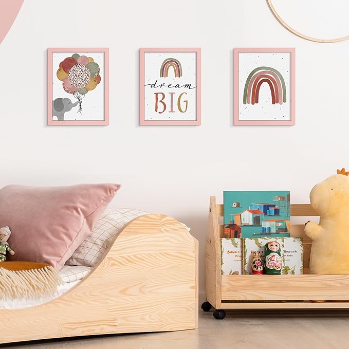 upsimples 8x10 Picture Frame, Display Pictures 5x7 with Mat or 8 x 10 Without, Wall Hanging Photo Frames, Pink, 1 Pack
