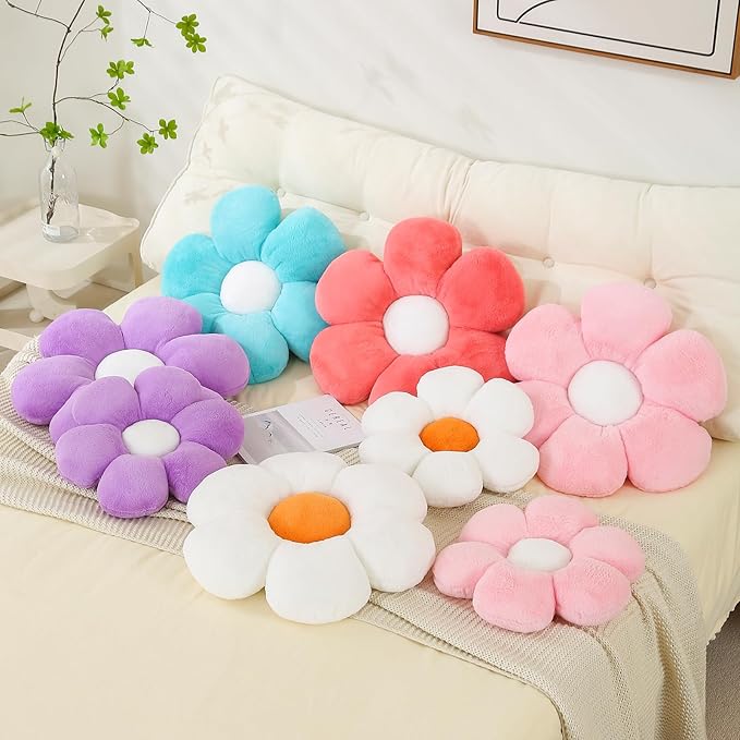 CANGHI Dusty Pink Flower Pillow 15.7 inch Flower Shaped Throw Pillows Daisy Plush Pillow Floor Pillows Seat Cushion Cute Aesthetic Decorative Throw Pillows for Bed Home Sofa Chair Couch Decor