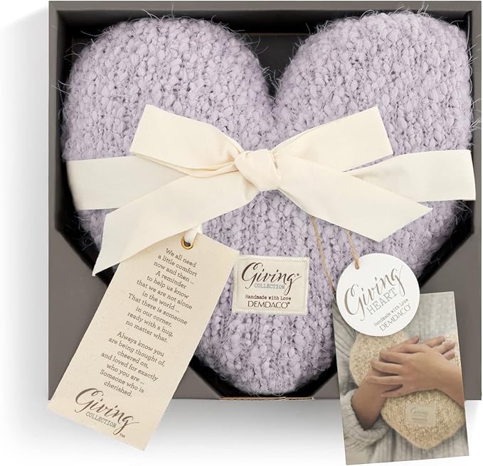 DEMDACO Giving Collection Lavender Purple Weighted Giving Heart - Weighted Heart Pillow for Bedding - Decorative Throw Pillow - Meaningful Gift Idea - Handmade - Luxurious, Soft & Cozy - 1.85 lbs
