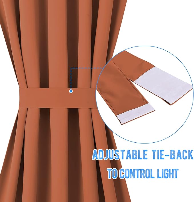 NICETOWN Room Darkening Shades for Entry Door Side - Privacy Window Curtains Thermal Insulate Covering for Patio Glass Front Door Halloween Decor, 12 W x 72 L, Burnt Orange, 1 Panel