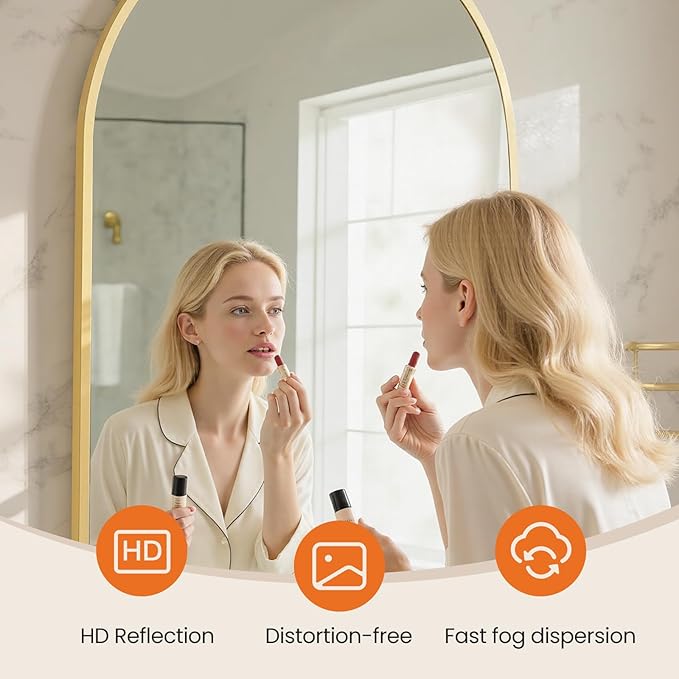 Sweetcrispy 24"x36" Arched Gold Bathroom Mirror Wall Mounted Vanity Metal Frame Mirror for Bedroom, Entryway, Living Room