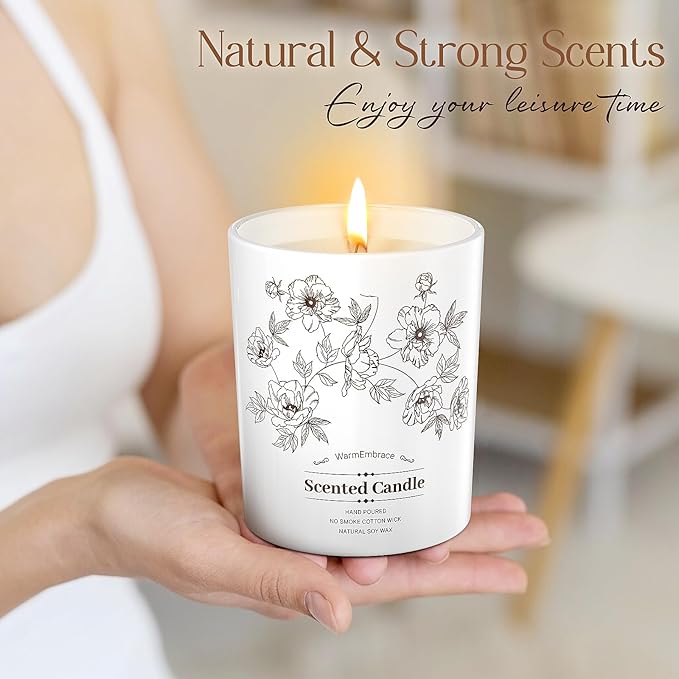 Deluxe Scented Candle for Women & Men, Vanilla Coconut Soy Wax Candle, 9.2 Oz Jar Candle for Home, Scented-80 Hour Long Lasting Burning, Suitable Present for Mom