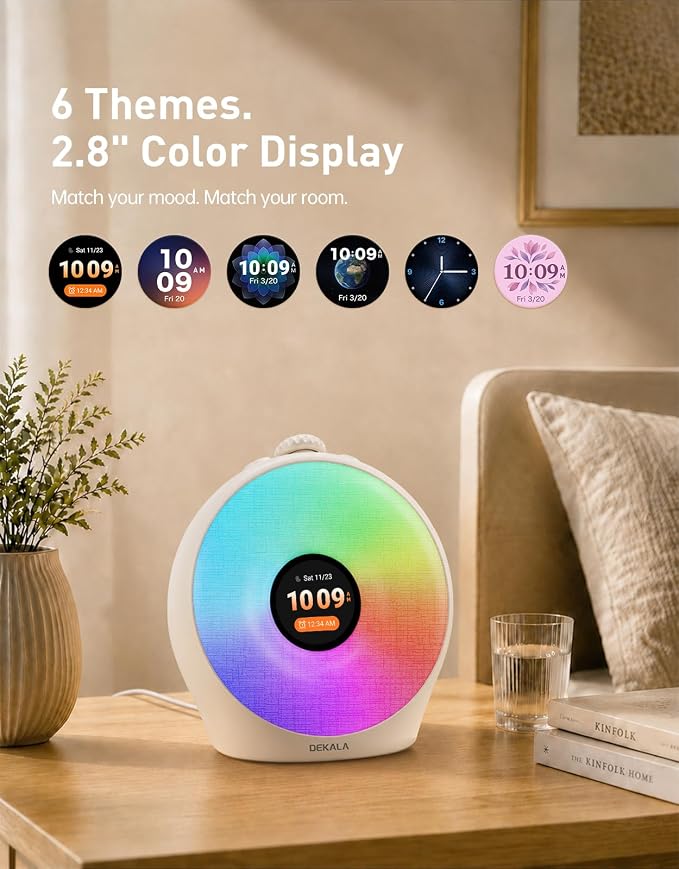 Dekala Sunrise Alarm Clock for Heavy Sleepers with Pulse Wake, Sunset Sound Machine with Breathing Ambient Light, Loud Alarm for Bedrooms, Wake Up Light, Digital Color Display & 7 Themes, No App - Image 6