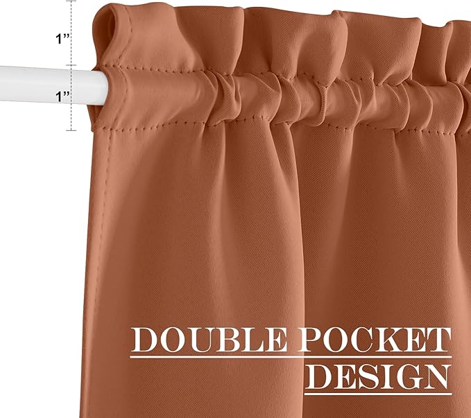 NICETOWN French Door Curtain for Door Window, Privacy Thermal Insulated Window Covering for Patio Front Sidelight Panel, W36 x L50 inch, 1 Panel, Burnt Orange