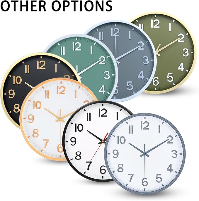 Wall Clocks Battery Operated 10 inch Modern Wall Clock,Silent Non Ticking Wall Clock for Living Room Bedroom Kitchen Office Classroom Decor (Texture Gray White)