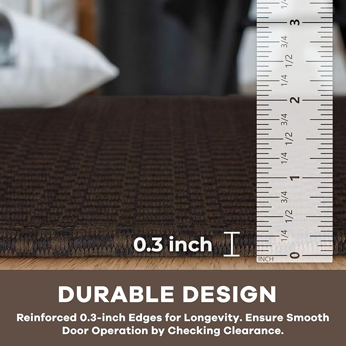 KOZYFLY Washable Runner Rug 2x12 ft Hallway Kitchen Runner Rugs with Rubber Backing Entryway Runner Indoor, Extra Long Carpet Runners for Hall Kitchen Entryway, Dark Coffee/Brown