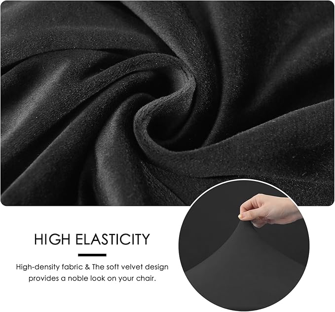 FORCHEER Armrest Covers for Office Chair with Zipper 15 Inch Long Velvet Black Stretchable Arm Rest Covers for Computer Desk Chairs Washable
