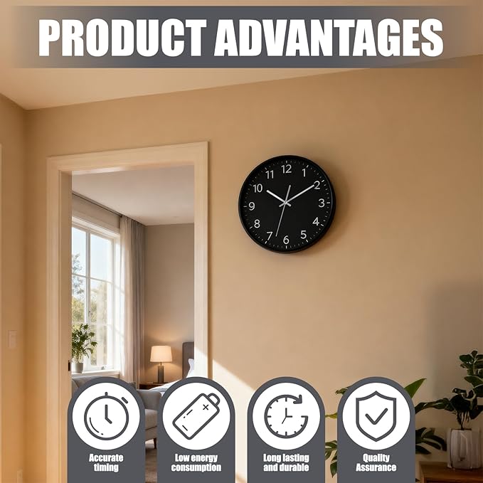 Silent Quartz Clock Mechanism Kit, High Torque Long Shaft Replacement Clock Movement for DIY Wall Clocks, Includes Clocks Hands and Quartz Movement Parts for Home and Office, Silver