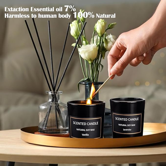 Scented Candles Gifts for Women Men, 8 Pack 3 Oz Scented Candles for Home, Natural Soy Wax Strong Fragrance Long Lasting Aromatherapy Candles for Women Men, Birthday Gifts