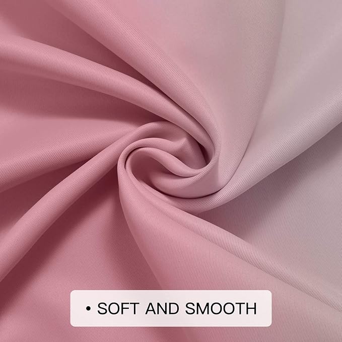 COSVIYA Grommet Ombre Room Darkening Curtains 63 inch Length, Pink and Greyish White Light Gradient Drapes Blocking Insulated Thermal Window Curtains for Bedroom/Living Room,2 Panels,52x63 inches