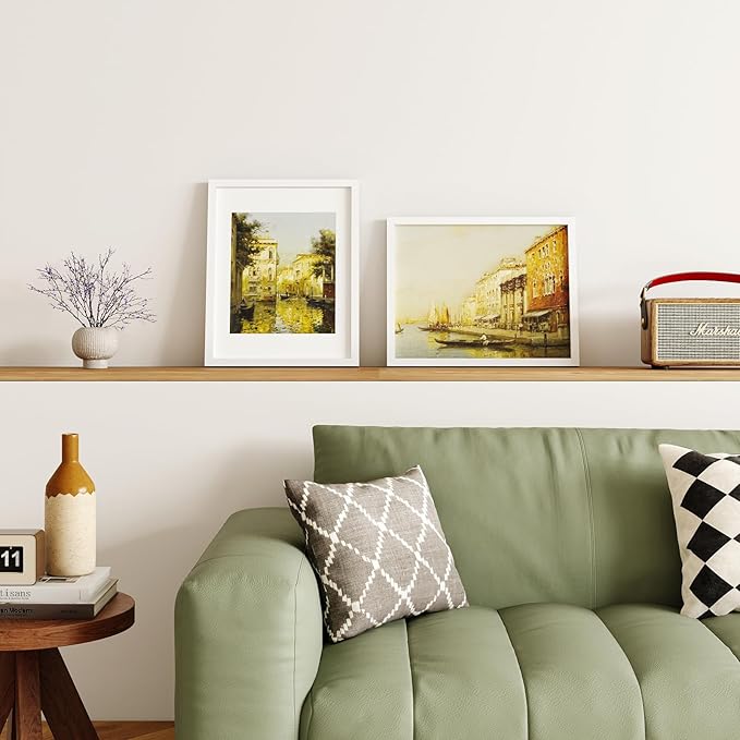 KINLINK 11x14 Picture Frame Set of 6, Wooden 14x11 Photo Frames with Plexiglass for 8x10 Picture with Mat or 11x14 Without Mat, Art Collage for Wall Gallery and Tabletop Display, 11 x 14 Frame White