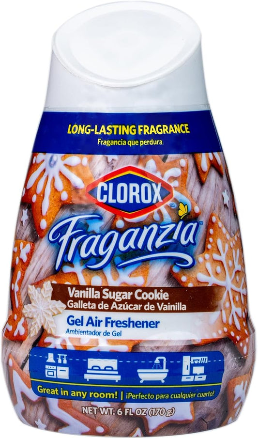 Clorox Fraganzia Gel Air Freshener Cone, Vanilla Sugar Cookie Scent - No-Plug, Battery-Free Air Freshener for Small Rooms, Closets, Kitchens, Bathrooms, Offices and More, 6 Ounce