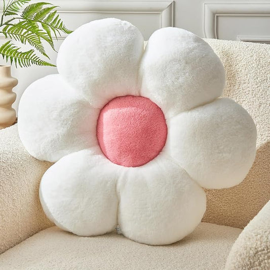 Daisy Shaped Throw Pillow - 15.7In Plush Cute Flower Seating Cushion for Sofa Couch Bed