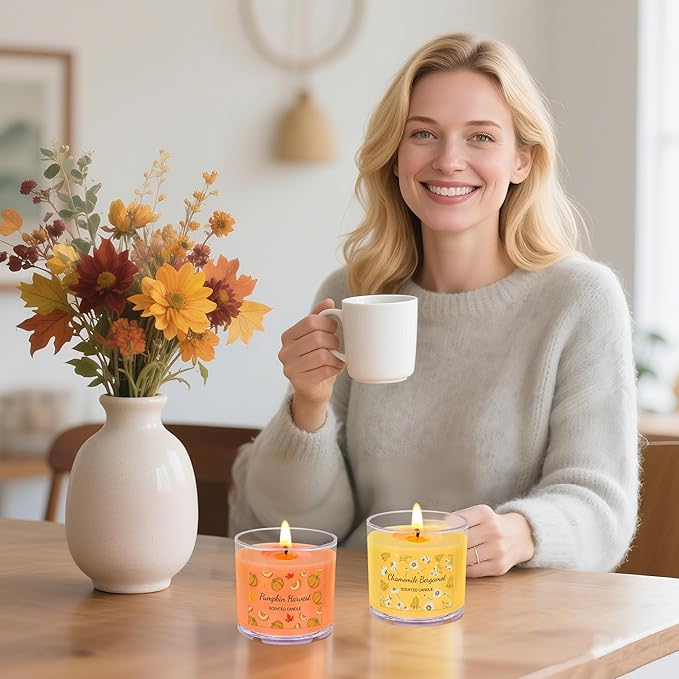 Fall Candles Bulk, 12 Pack Scented Candles for Home, Candle Set for Women, Small Soy Candles Scent of Pumpkin Vanilla Caramel Lavender, Mini Candle Gift Set for Birthday Halloween Christmas Birthday