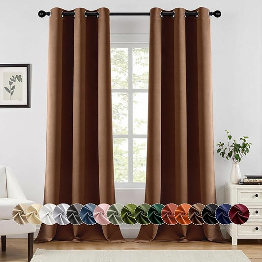 MIULEE Mocha Brown Blackout Curtains for Bedroom Living Room 90 Inches Long 2 Panels, Thermal Insulated Room Darkening Drapes Grommet Noise Reducing Light Blocking Window Treatments 40x90 Inch