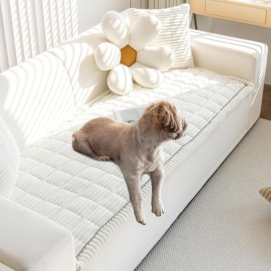 Gumfolk Pet Couch Covers for Sofa Slipcovers Couch Protector for Dogs Washable Cushion Cover, Sofa Pad Blanket Furniture, White, 27in*71in