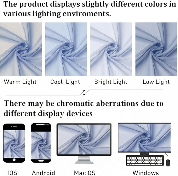 Lecloud Denim Blue Sheer Curtains 96 Inches Long 2 Panels, Rod Pocket Light Filtering Window Curtains for Living Room Bedroom Dining Room, Voile Airy Elegant Balcony Drapes, Each Panel 42" W x 96" L