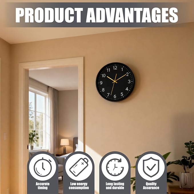 Silent Quartz Clock Mechanism Kit, High Torque Long Shaft Replacement Clock Movement for DIY Wall Clocks, Includes Clocks Hands and Quartz Movement Parts for Home and Office, Gold