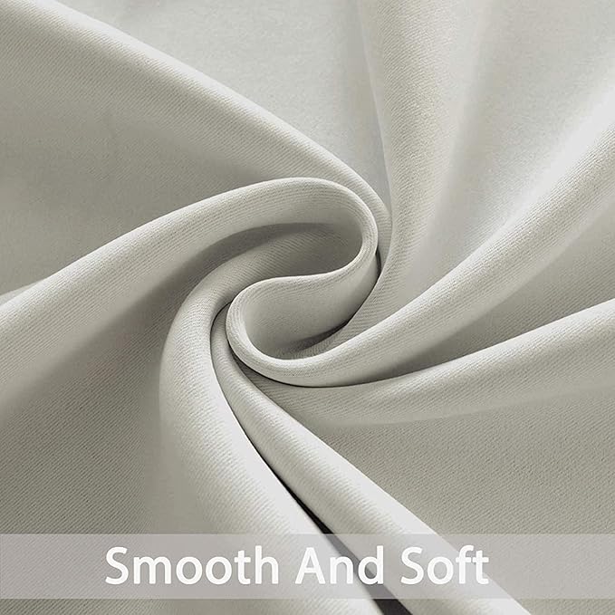 Yakamok Blackout Curtains Room Darkening Thermal Insulated Window Panels,Solid Grommet Top Drapes for Bedroom/Living Room(62Wx63L, Light Beige, 2 Panels)